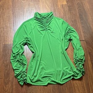 Susan Graver Vibrant Green Ruched Long Sleeve Top
